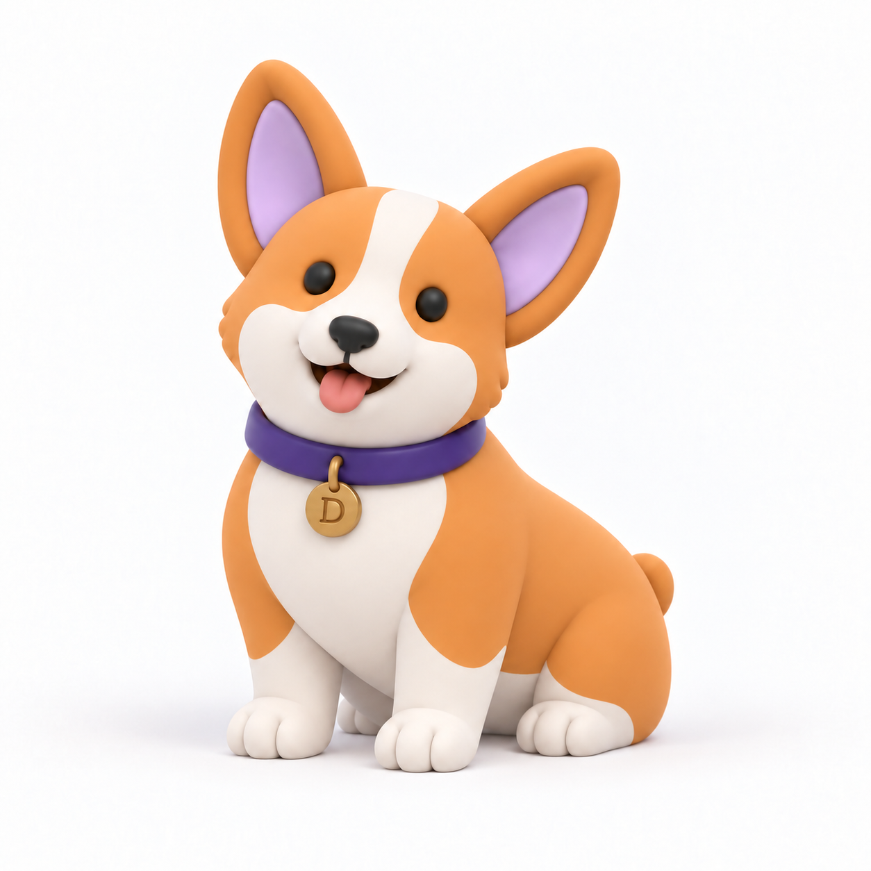 Diego, a clay corgi, sitting beside the screens